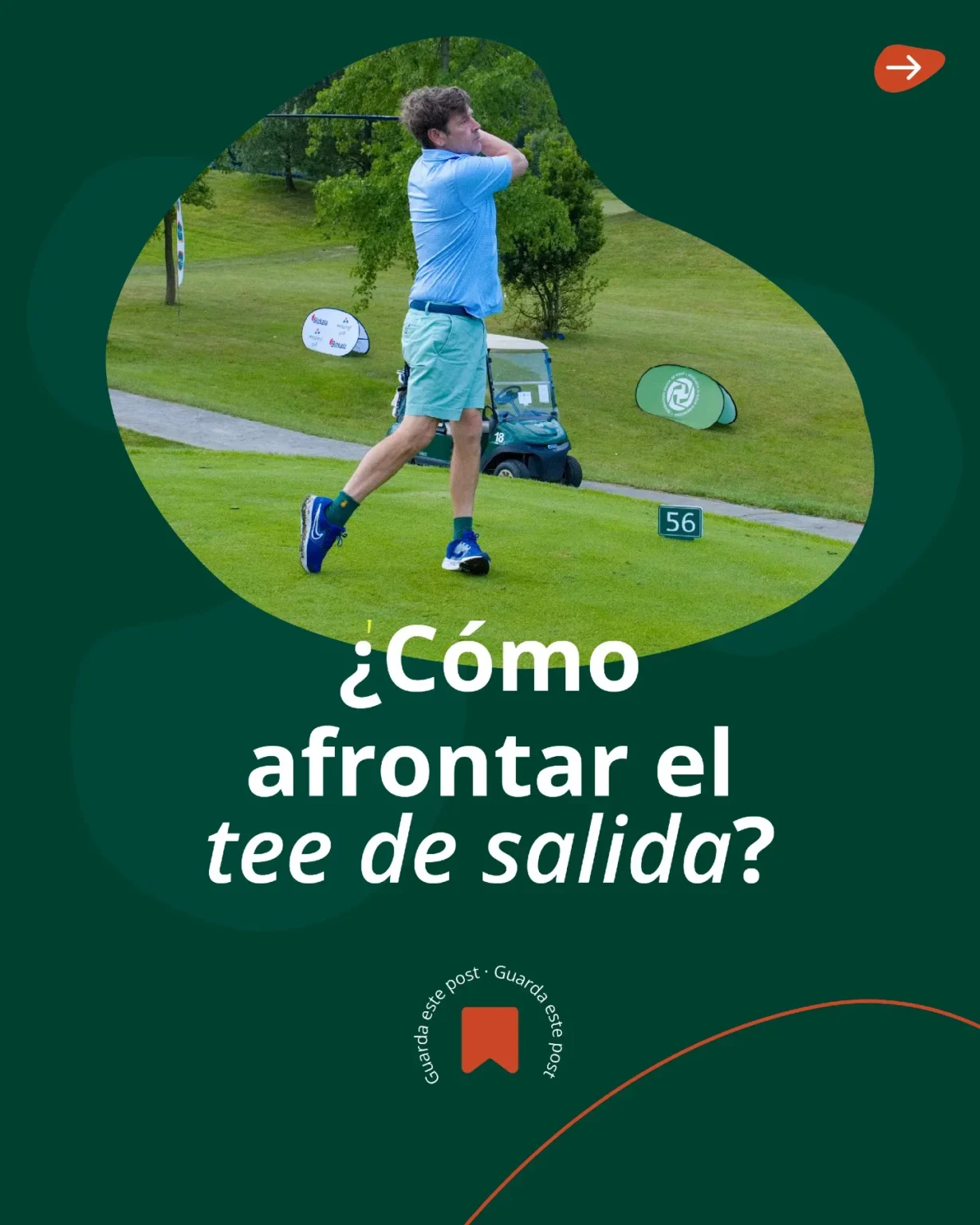 Golfista afrontando el tee de salida en Meaztegi Golf, Bizkaia