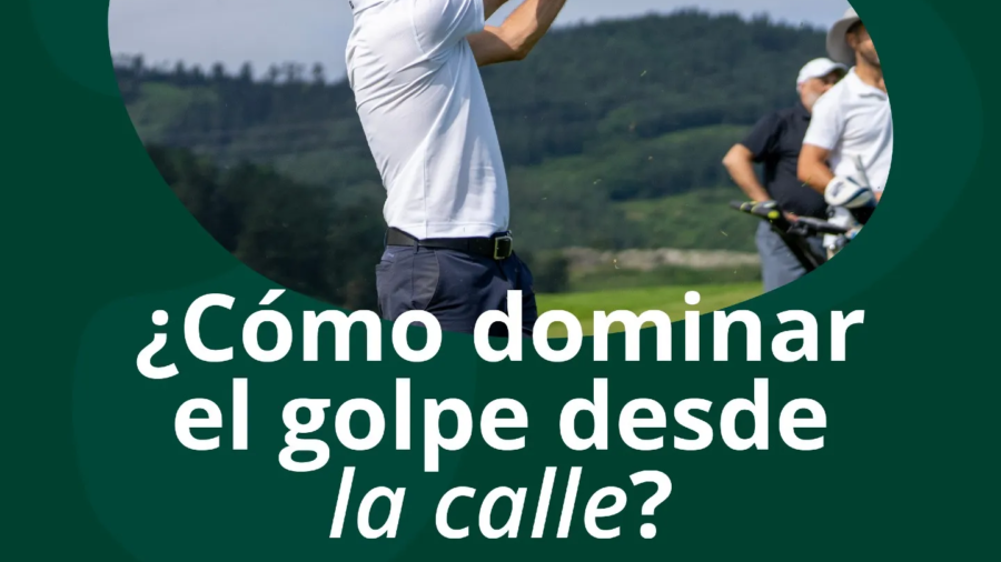 Golfista ejecutando un golpe desde el fairway en Meaztegi Golf, Bizkaia