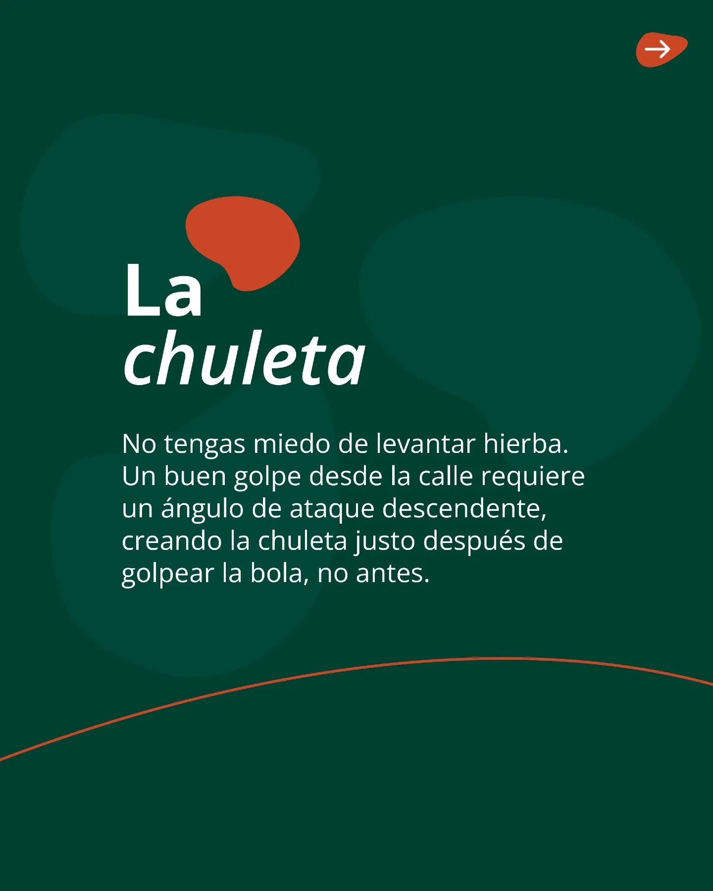 El ángulo de ataque descendente del golpe desde el fairway que crea la chuleta después de la bola