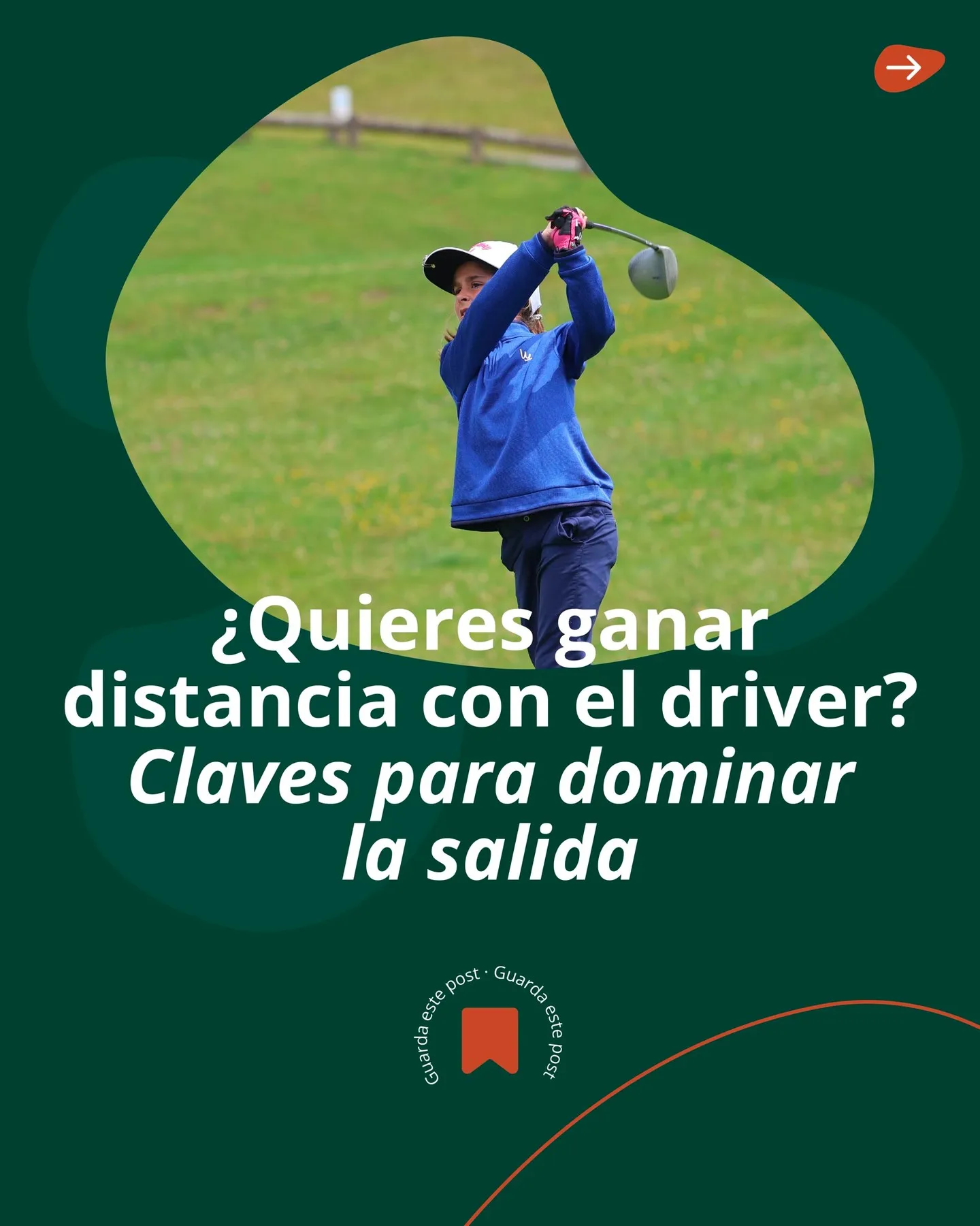 Jugadora completando la salida con el driver en Meaztegi Golf, Bizkaia